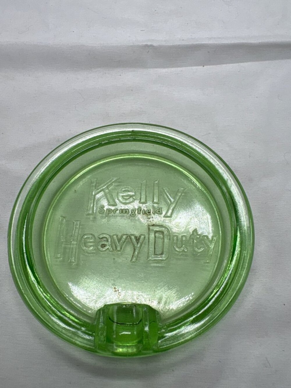 Kelly Springfield Heavy Duty Green Glass Ashtray Vintage Collectible
